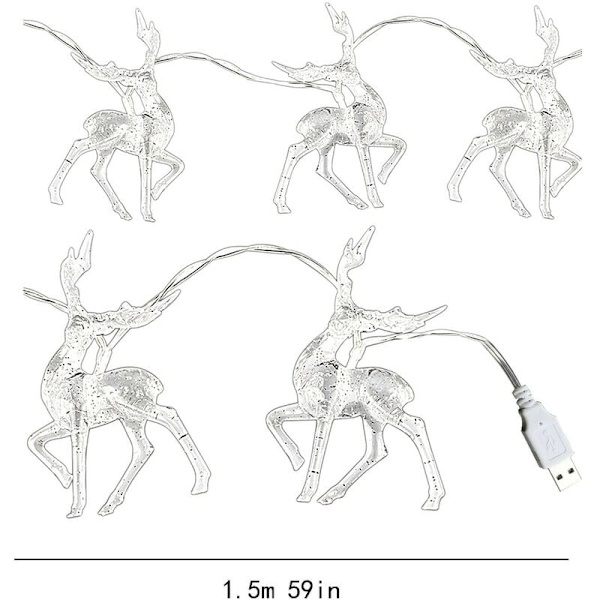 Julelysstreng, Batteridrevet LED-Rensdyrlysstreng Julepynt, Jule-Rensdyrlysstreng, 10 LED-lysstreng, Soveværelse