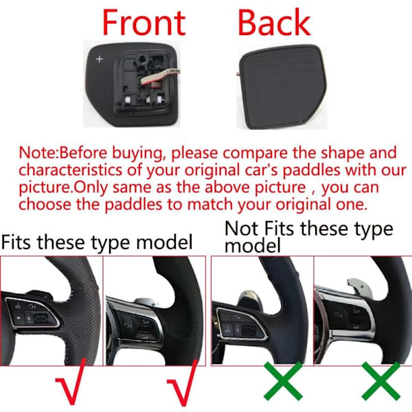 Par med girskiftpadleforlengere for- A1 S1/A3 S3 RS3/A4 S4 RS4/A5 S5/A6 S6/A7 S7/A8 S8 R8/Q3 SQ3/Q5