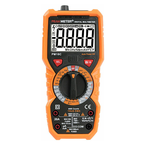 Digitalt multimeter PM18C AC DC automatisk digitalt elektrisk tester Berøringsfri voltmeter Amperemåler Ohmmeter Spændingsdetektor Hold med baggrundsbelyst display