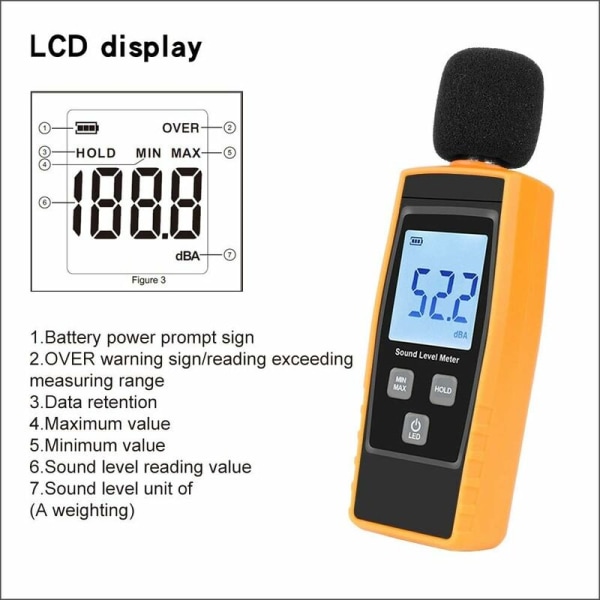 Lydniveaumåler Lydniveaumålere Digital Lydniveaumåler Lydniveaumåler 30-130dB Decibel Mini Lydmåler