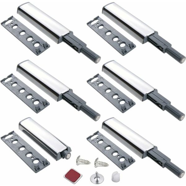 6 stk. Magnetisk lukning magnetisk til åbning. Tryk åbning. Magnetisk lukning med skrue. Tryk åbningssystem og modstandspude til åbning