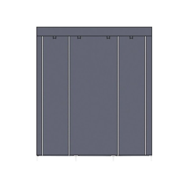 69\" Bærbar Tøjskab Ikke-vævet stof Dobbeltstang Garderobe Opbevaringsarrangør Grå - Modular RWDressing