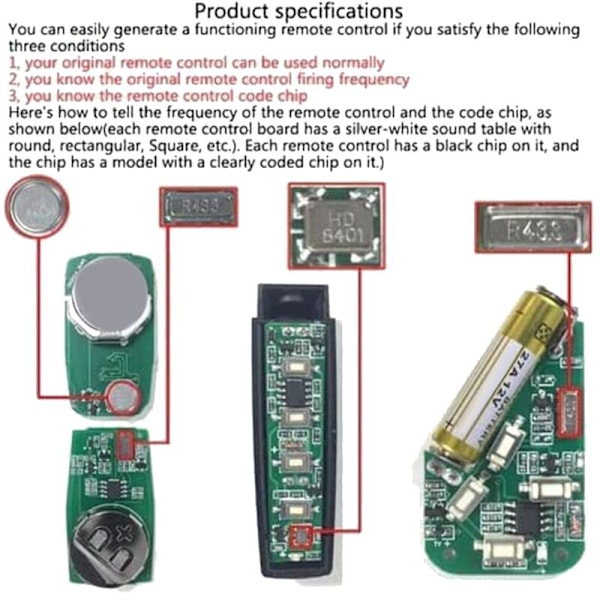 3 stk. Universal 4 knapper nøgle garageportåbner fjernbetjening duplikator ny garageport fjernbetjening 433MHZ