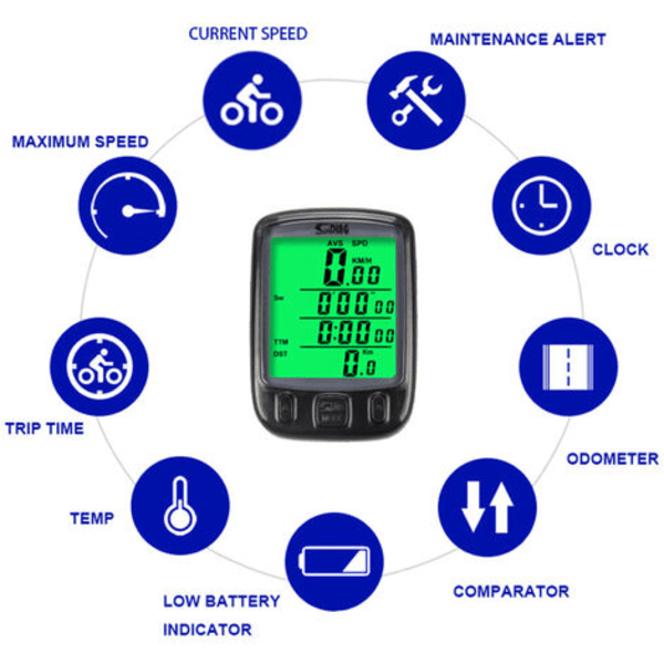 Cykelhastighetsmätare sekund SD-563A Engelsk version 23 funktioner