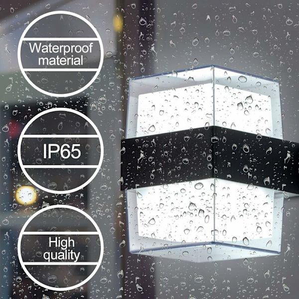 1 kpl 12W LED-ulkoseinävalaisin, viileän valkoinen lamppu seinävalaisin, vedenpitävä IP65, sopii puutarhoihin, terasseille ja ulkoseinille 10 x 10 x 13,5 cm -