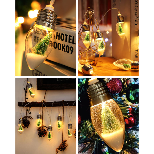 Jul LED-lysslynge Innendørs batteridrevet fest med minitre og snølys, julelys dekorasjon soverom tredekorasjon 6,6 fot