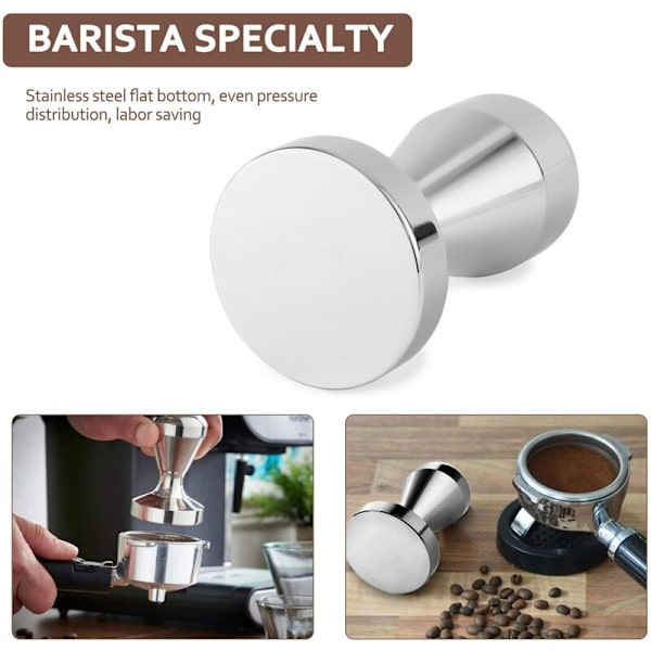 Rostfritt stål kaffepress Barista Espresso Tamper 49 mm bas kaffebönpress