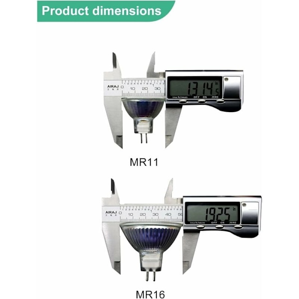 MR11 Halogenpærer (12-pakning), GU5.3 Halogenlampe 12V 35W, Mr11 GU5.3 Pære Glassdeksel for Taklampe, 2-pin Halogenpære 2700K Varm Hvit