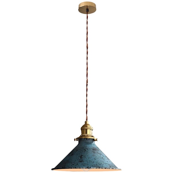 Nordisk retro metall-lysekroner metallbur E27 taklampe, retro industriell lysekroner anheng blå retro taklampe - DENUOTOP