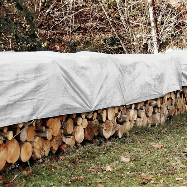 Dobbeltsidet vandtæt polyester presenning i grøn og blå farve 4 x 5 m