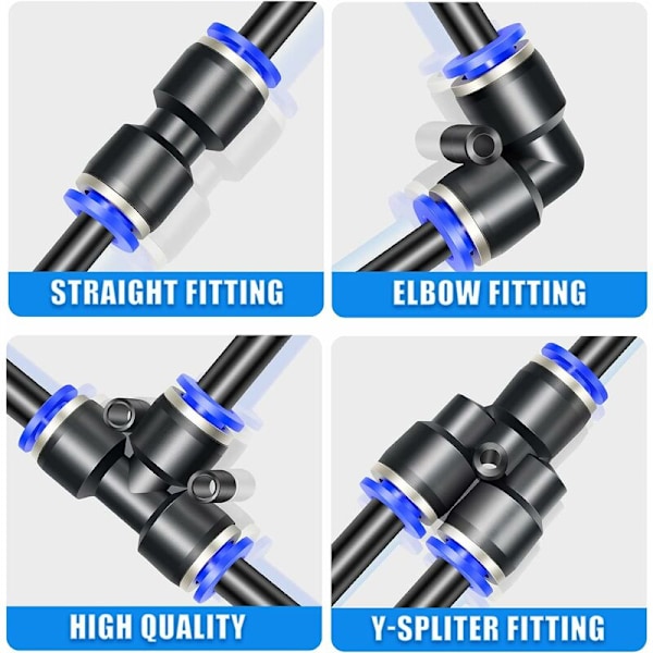 10 kpl Sininen 4 mm OD 3-tie Tee Push To Connect Liittimet (PE-4)