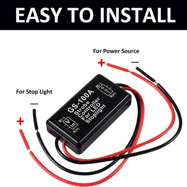 GS-100A Bromsljus Blinkers Modul, DC 12-24V 2A 24W Hög Broms Controller Bakljus Säkerhets Prompt Controller 4 st