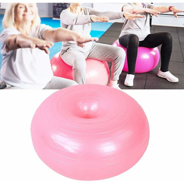 Yogaball - 50 cm Treningsball - PVC Rosa Donutform - Yogaballstol - Balanse Trener - Anti-Eksplosjon Tykkelse Oppblåsbar Sete Trening - Hjem & G