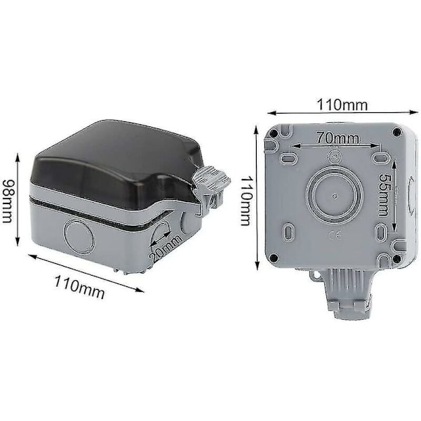 IP66 Utomhus Enradspluggbar Kapsling, Stänksäker, Regnsäker, Vägguttag, USB-port