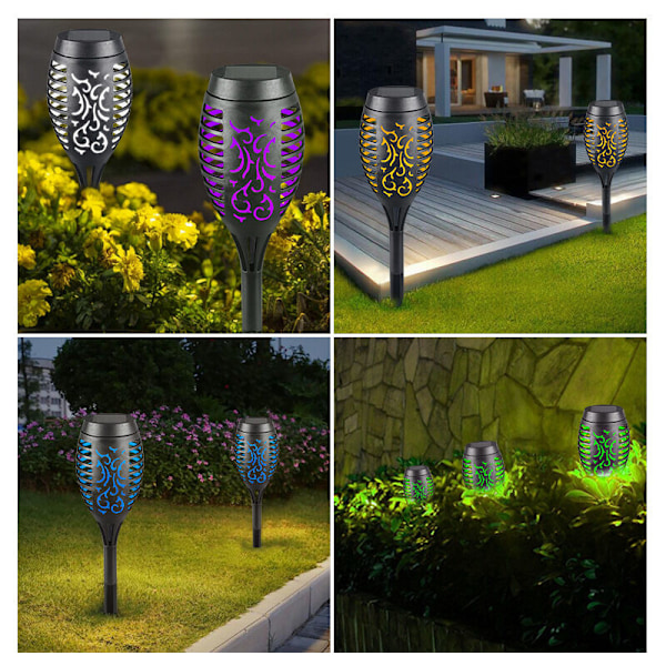 Solcelle Flamme Lampe Vandafvisende IP65 Havefakkel Solcelle Flamme Lys Udendørs Dekoration til Have Terrasse Sti (2Pak) - Lamper
