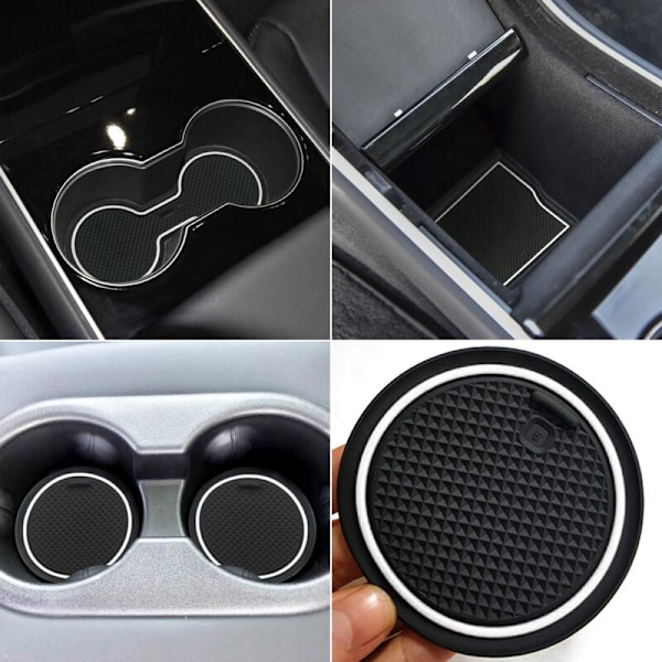 Mugghållare för Model 3 2017 2019 Center Console Liner Mat Vit