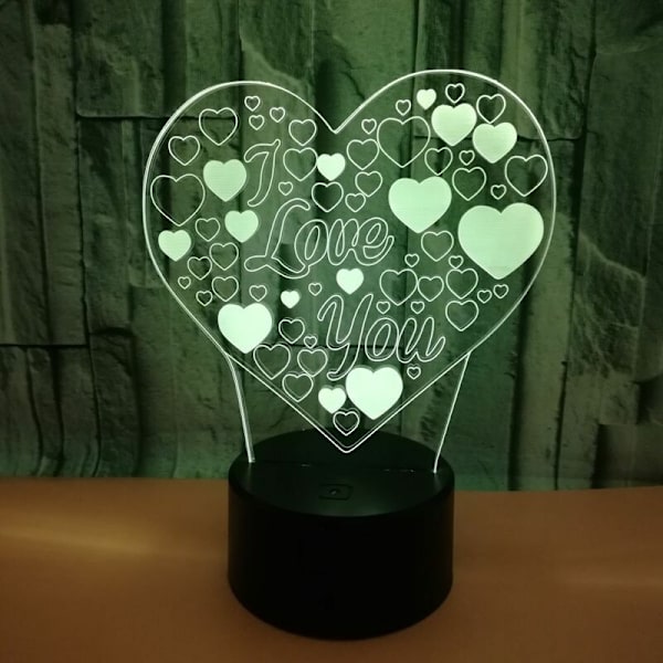 3D LED-lampa skrivbordslampa färgglada semester USB-dekorationer för hem bar kärlekslampa