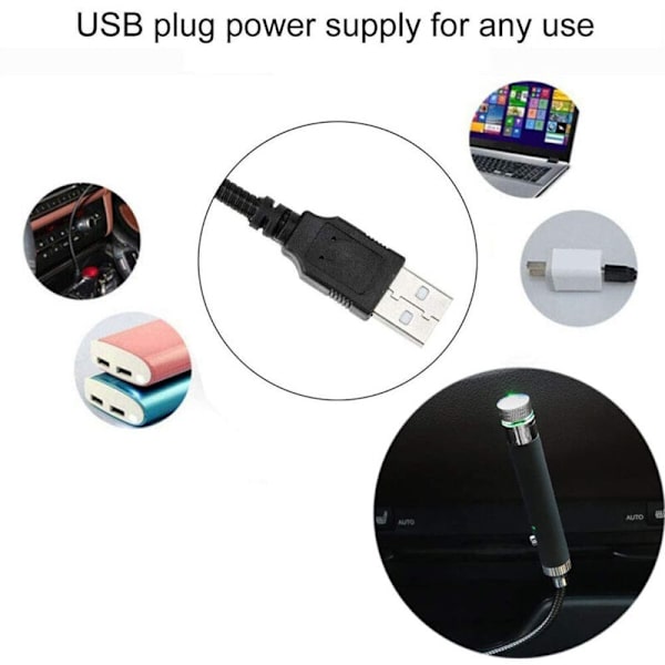 Bil USB stjernenattlys Interiør taklys Atmosfærelys med 3 mønsterlinser for dekorfest soverom, rød