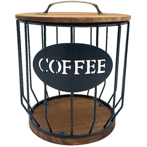 Hult kaffekapsel oppbevaringskurv, frukt kaffepute arrangørholder for hjem kafé hotell svart