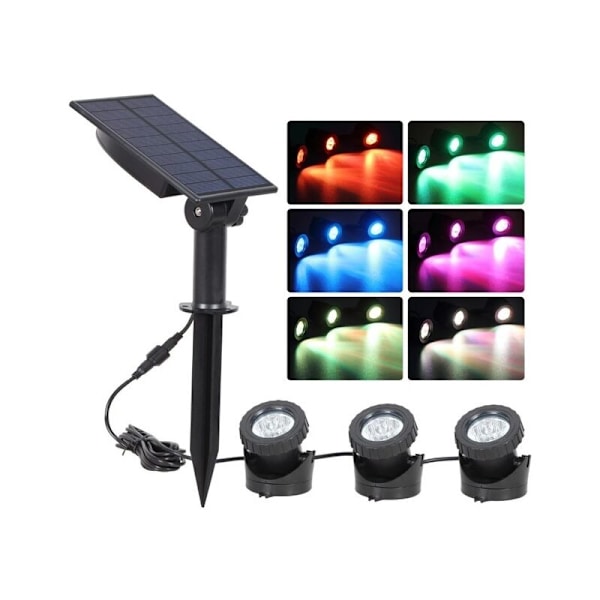 Solcellsunder vattenlampor utomhus RGB IP68 med 3 lampor för landskapsgård pool trädgårdsgång dekoration undervattenslampa