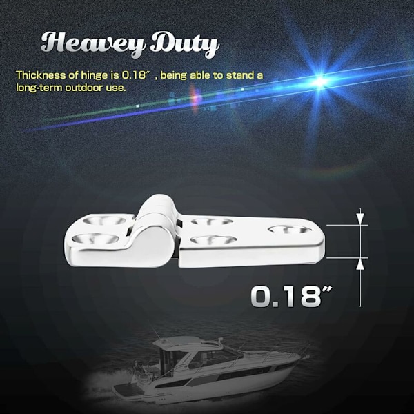 Hardware Støttedørhengsel Heavy Duty Stål Båthengsel Skap Plattformhengsel Rustfritt Stål Marine Garasje Sus316 2stk 38mm x 57mm