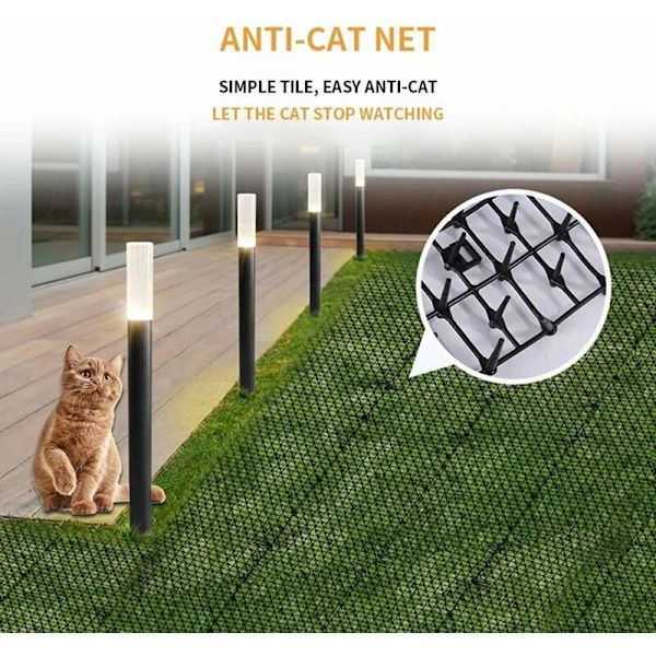 Anti-kattmatta med spikar, 200 30cm avvisande avskräckande matta för katt hund djur, med 8 U-formade markankare, naturlig och ekologisk katt hundavvisande