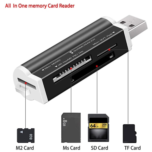 Mini USB 2.0 SD-kortlæser til Mini SD-kort TF-kortadapter Plug and Play til stationær pc-computer 5 stk. serie