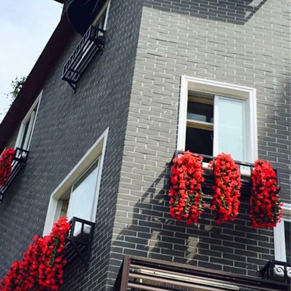 Kunstige 4-blads hengende blomster, Kunstige blåregn hengende blomster for bryllup hjemmedekorasjon (Fuchsia)