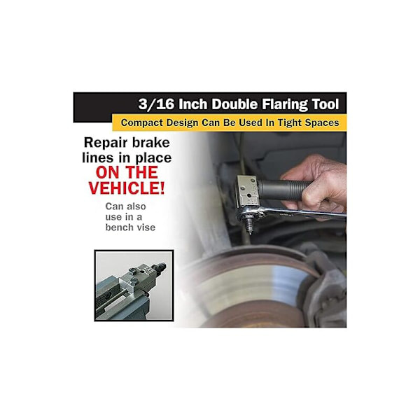 Dubbelflaringverktygssats, 3/16 tum bromsrör Universal 45 graders dubbelflaringverktygssats för reparation av bromslinjer i fordon