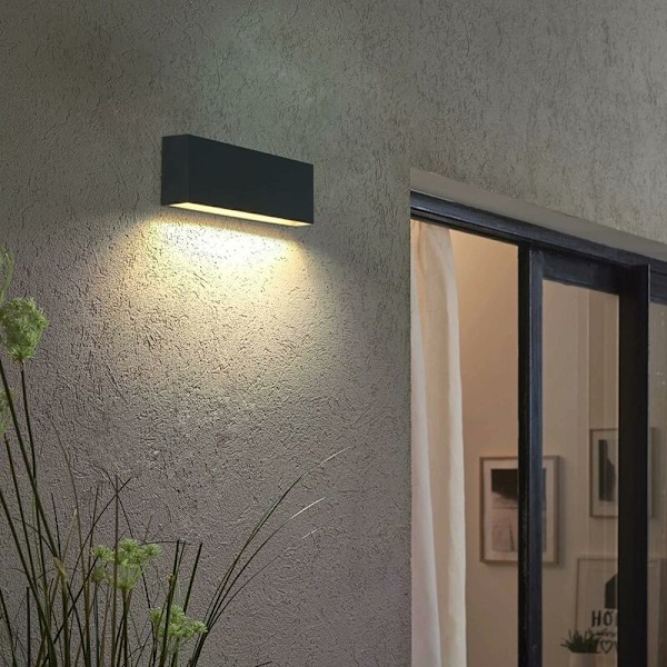 18W LED-seinävalaisin Ulkotiloihin Tummanharmaa, IP65 Sääsuojattu Seinävalaisin, 3000K Lämmin Valkoinen Moderni Ulkoseinävalaisin Terassille Pihalle, Muovi-30C