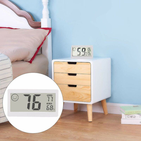 Digitalt hygrometer, indendørs termometer, fugtighedsmåler til hjemmet, 2-i-1-monitor til drivhus, kontor, hotel