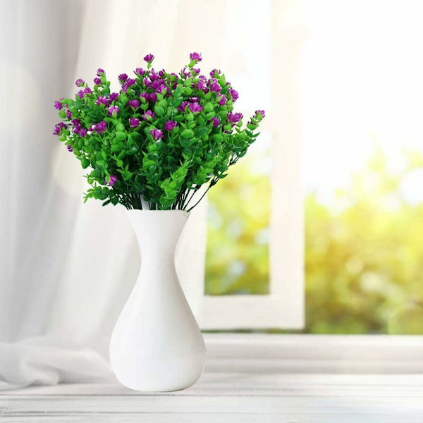 Konstgjorda Falska Blommor, 4-pack Konstgjorda UV-Resistenta Gröna Buskar Växter Inomhus Utomhus Hängande Planteringskruka Hemträdgård Dekoration (Rosa)