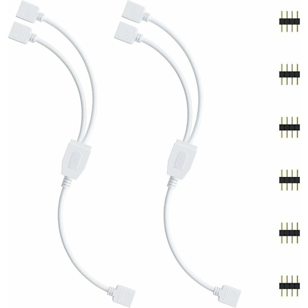 LED-strimmelforbindelsessæt, 2 stk. 4-polet LED-strimmelsplitter 1 til 2 splitterkabel 4-polet stik til RGB LED-strimmel 5050 3528 2835 DIY-tilbehør