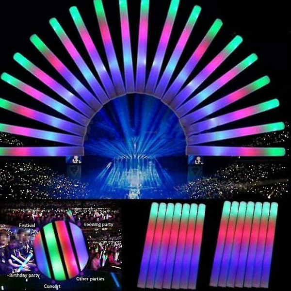 22 st LED-upplysta skumstavar Blinkande LED-skumstavar