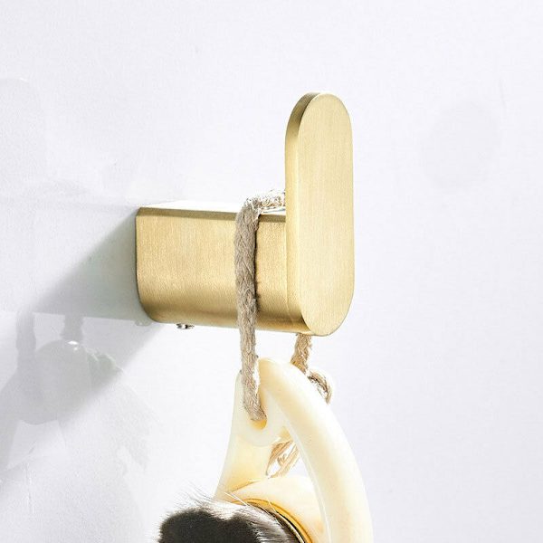 Klädkrok i borstat guld i rostfritt stål, guld färgad badrums krok väggmonterad, elegant design handdukskrok--