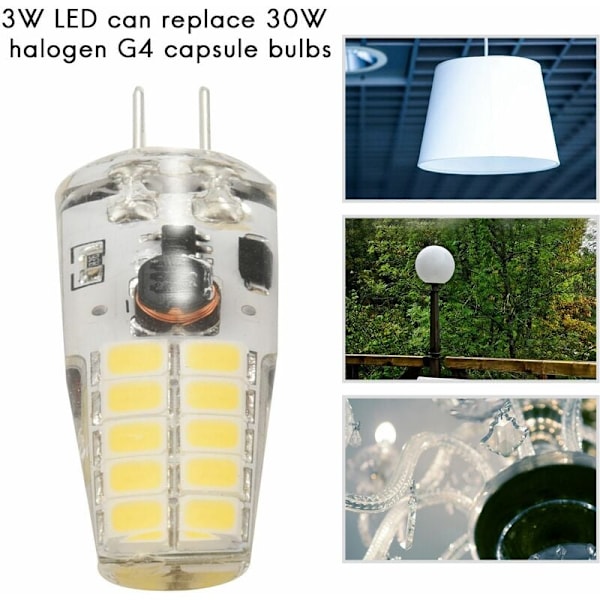 10 stk. G4 LED-pære AC/DC12V-24V 3W LED G4-lys 20LED 360 strålevinkel lys 2835SMD erstatter 30W halogenlampe, kølig hvid