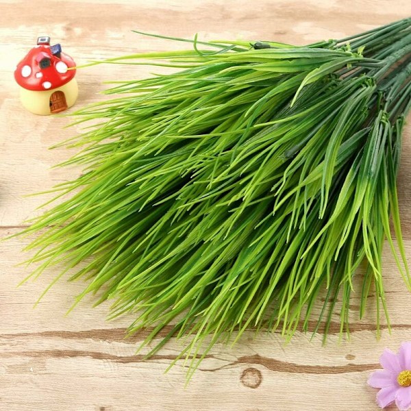 12 Pakke Realistiske Kunstige Planter, Premium Plastik Buskede Kunstige Græs Buske, Dekorativ Grønt, Høj Ornamental Værdi, til Udendørs, Indendørs