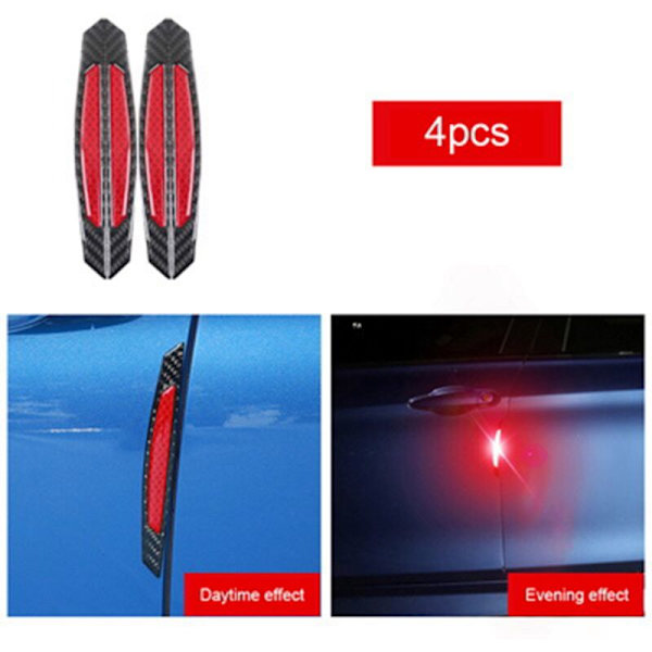 4 st bil dörr varningsdekal reflekterande remsa anti-kollisionsvarning fiber trim anti-scratch blå