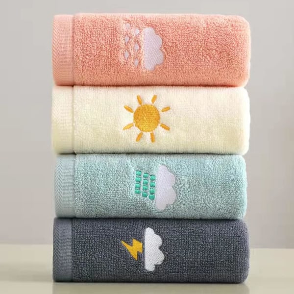 Set 4 delar, ansiktshandduk mjuk högabsorberande handduk, lämplig för badrumskök, 34*74cm (rosa, vit, blå, grå)