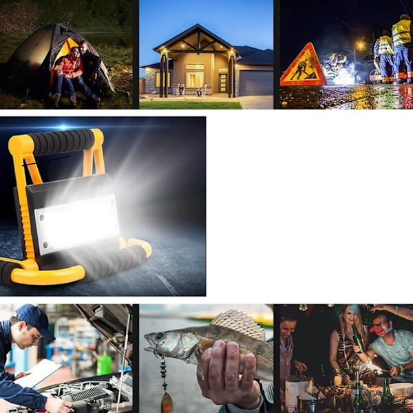 Bärbar LED-strålkastare Uppladdningsbar Superljus LED-arbetslampa för utomhuscamping LED-ficklampa