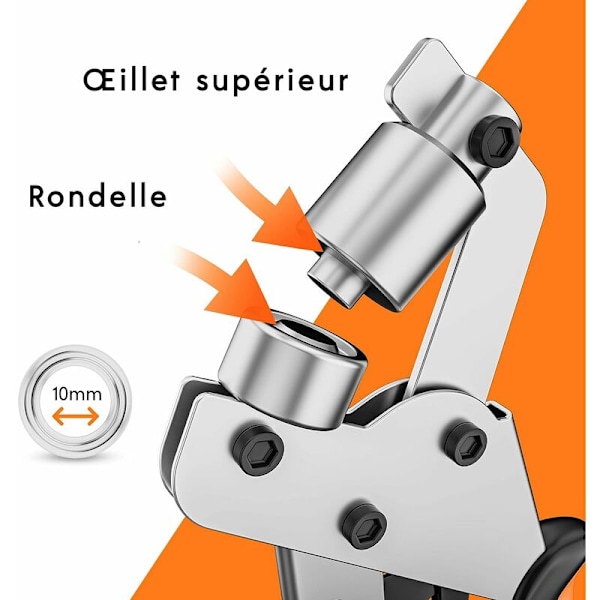 Professionelle øjepunch-tænger - Minimal anstrengelse - Hulningstang med 100 øjer (indre Ø 10 mm)