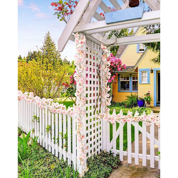 Kunstige Silkeblom Kirsebærblomst Girland Hængende Vine til Bryllup Hjem Have Dekoration 4 Pak (Pink)-DENUOTOP