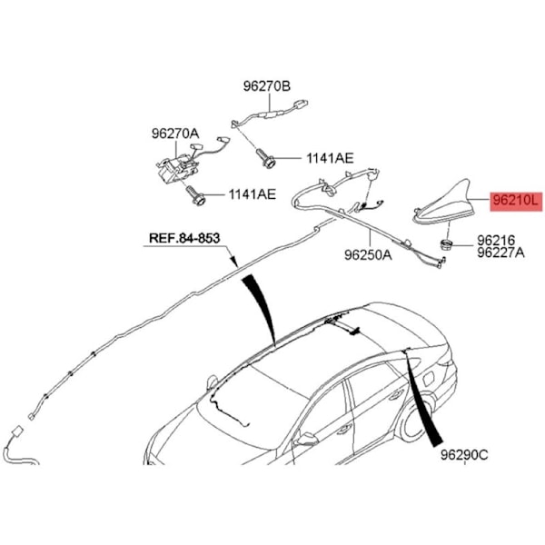 Auton kattoantenni 96210-C3150 96210-C1150 2015-2019 kattoantennikokoonpano 96210C3150