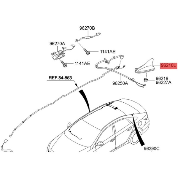 Bilfinneantenne 96210-C3150 96210-C1150 for 2015-2019 Takantennemontering 96210C3150