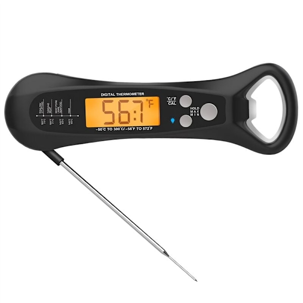 Kötttermometer, digital termometer för snabb avläsning för matlagning, mattermometer för kök, grillning grill svart