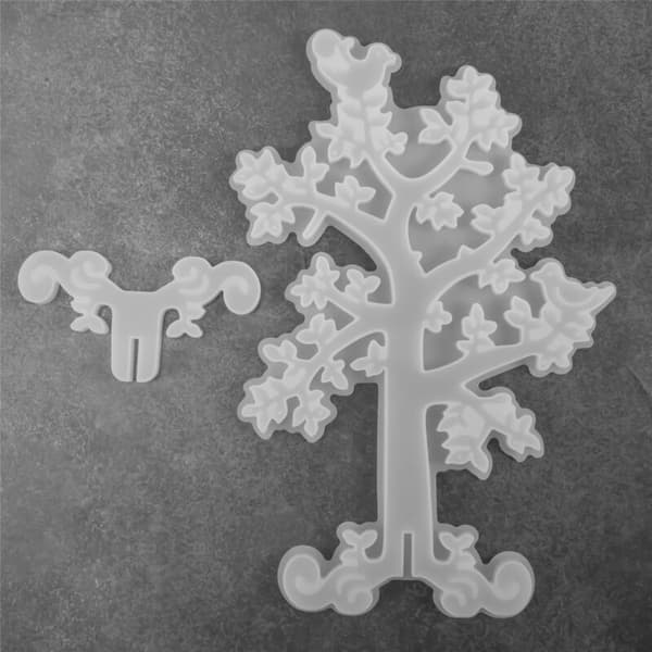 Træ Organizer Resinforme til Resin Støbning Ringholder Silikoneforme til Halskæde Øreringe Display Stativform