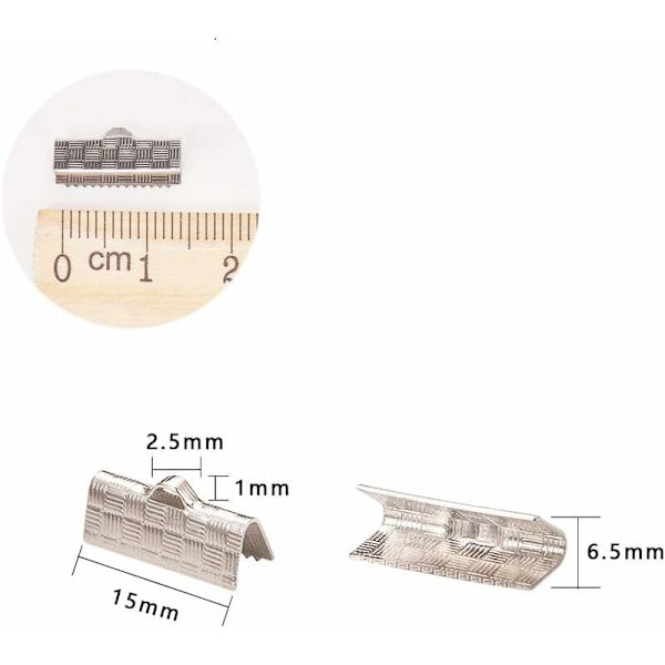 DENUOTOP 100 kpl Nauhan Päättymislukko 304 Ruostumaton Teräs Korun Lukko Nahkajohdon Päättymisvaruste Korujen Valmistukseen Kaulakorulle Rannekkeelle 6.5x15x7mm Reikä