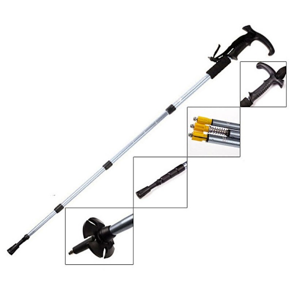 Trekking Pole Vandrestave Gåstave Trekkingstave Multi-Funktion Foldbar Skovl, Skistav Aluminiumlegering Udendørs Vandring Camping Tilbehør(Guld