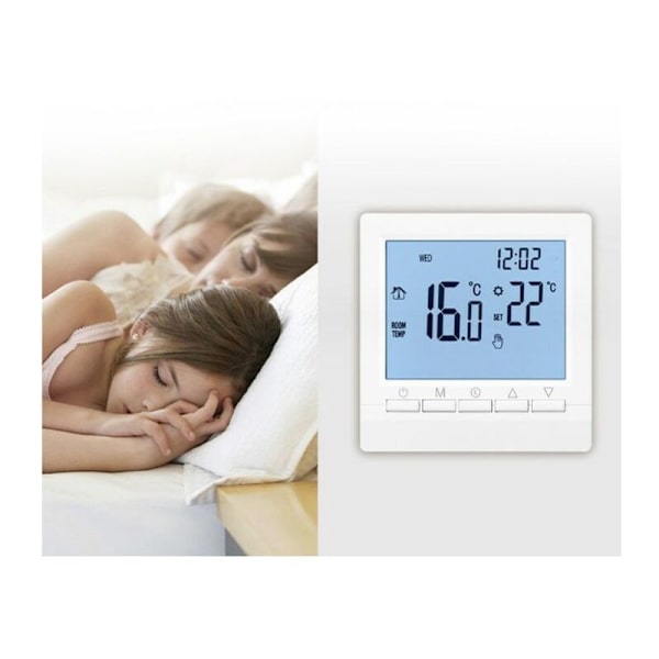 Gasskjeletermostat 1,5V batteridrevet temperaturregulator med hvit bakgrunnsbelysning for kjeler Ukentlig programmerbar