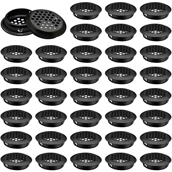 Ventilationsgaller, 50 st Serie 35 mm Rostfritt Stål Rund Maskhål Cirkulär Soffit Vent för Skåp Låda Bokhylla Kök